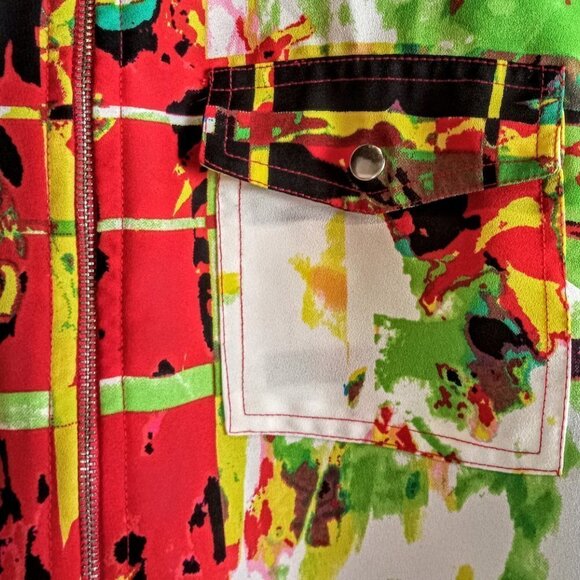 Tracy M. Multicolor Neon Print Zip Jacket - Picture 5 of 7